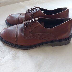 Luciano Valentino Brown Cap-toe Oxford Style Shoes Rugged Sole Men's EU41/ US8